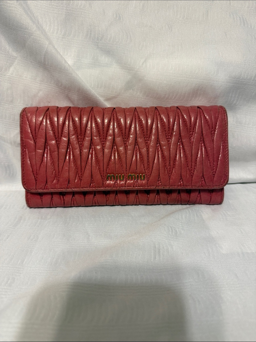 Miu Miu Pink Contental  Leather Wallet Clutch